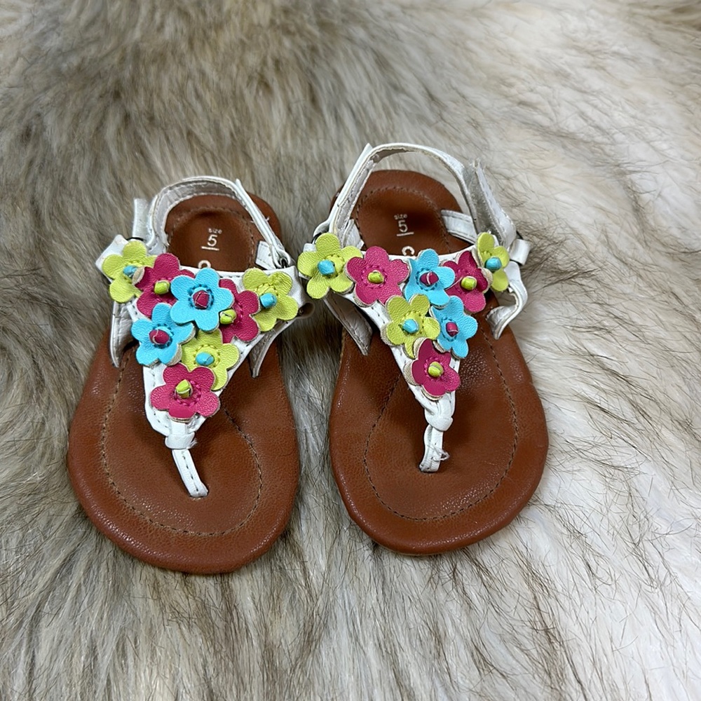 Size 5 Toddler Flower Velcro Sandals